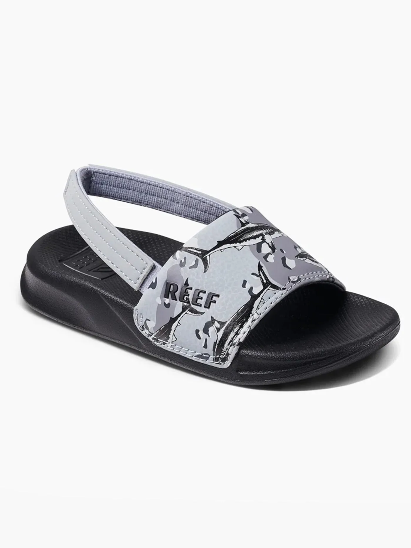 One Slide Grey Camo Shark Sandals (Little Kids)